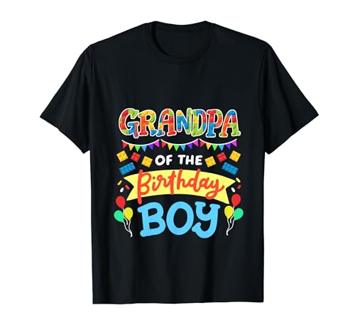 Familia de ladrillos de bloques de construcción Grandpa of the Birthday Boy Camiseta