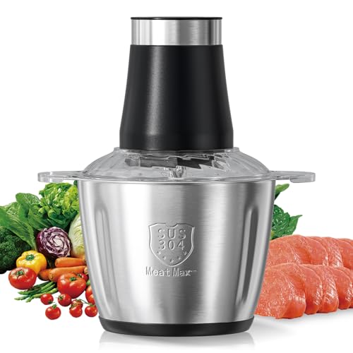 Tritatutto da Cucina Elettrico QKHSL 3L Grande Capacità 500W Tritatutto Elettrico Frullatore Multifunzione con Ciotola in Acciaio Inox 2 velocità per Frutta, Verdura, Carne, Spezie