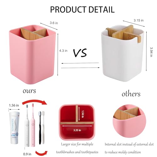 Bamboo-Toothbrush-Holder-for-Bathrooms-Toothpaste-Organizer-Pink-Detachable-Inserts-3-Slots-Bathroom-Counter-Organizer-for-Kids-Electric-Toothbrushes-Floss-Razors