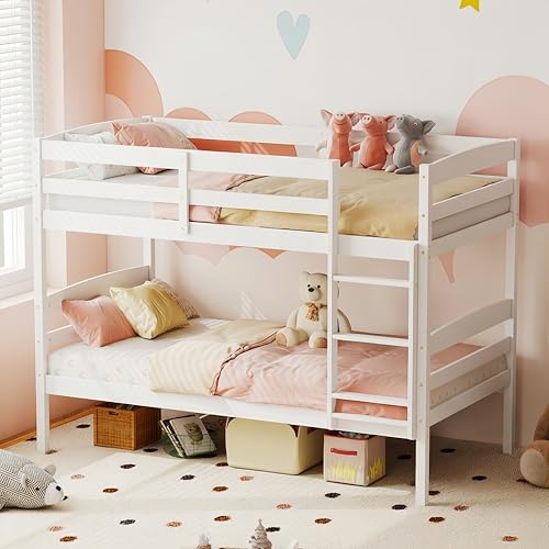 KOMFOTT Bunk Bed Twin Over Twin, Bunk Bed Frame w/Full-Length
