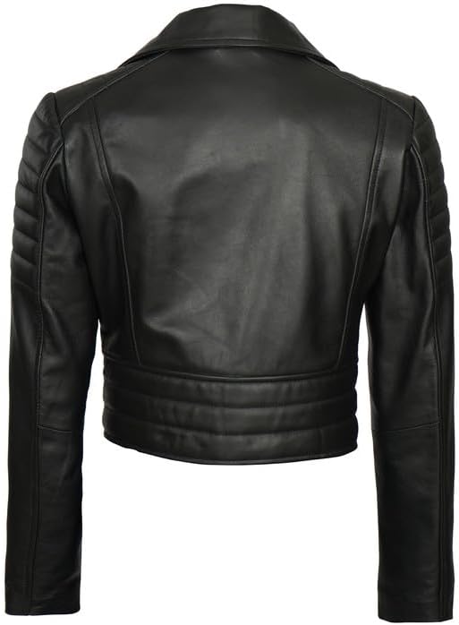 Decrum Cropped Leather Jacket Women – Trendy Short Real Lambskin Womens Leather Jacket - Image 4