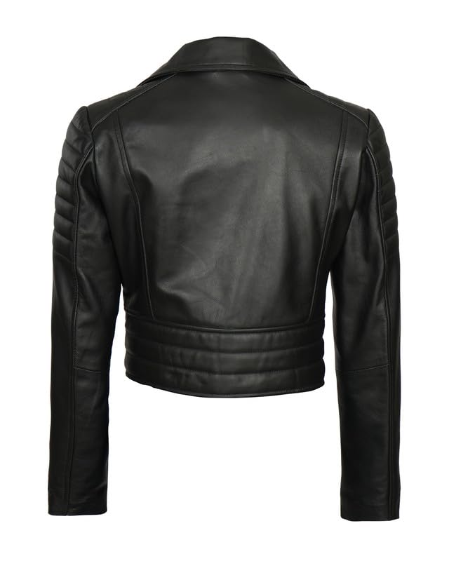 Decrum Cropped Leather Jacket Women – Trendy Short Real Lambskin Womens Leather Jacket4