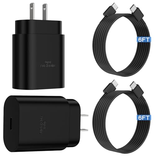 Super Fast Charger USB C，2-Pack 25W Type C Charger Fast Charging with 6Ft Cable Compatible with Galaxy S23 Ultra/S23+/S22/S21/S20/Phone 15/15 Plus/15 Pro Max