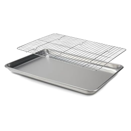 Checkered Chef Baking Sheet with Wire Rack Set - Aluminum Cookie Sheet and Stainless Steel Cooling Rack - Non-stick, Easy Clean Bakeware for Cooking (Jelly Roll, 1 Pack)