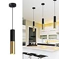 Omgomne Modern Mini Pendant Light Set of 3, Metal Gold Black Pendant Ceiling Lamps Fixture with LED Bulb Hanging Light for Kitchen Island Living Room Bedroom Cafe Bar