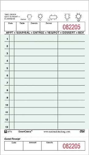 Guestcheck 4.25 X 7.25 1Pt Check (G4774Sp) 50 Books/Case