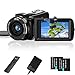 Aasonida Videokamera 2.7K Camcorder 36MP 16X Digitalzoom IR-Nachtsicht 3.0'' Berühren Sie den IPS-Bildschirm Webcam Kamera für YouTube Tiktok mit 2 Batterien