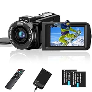 Aasonida Videokamera 2.7K Camcorder 36MP 16X Digitalzoom IR-Nachtsicht 3.0“ Berühren Sie den IPS-Bildschirm Webcam Kamera für YouTube Tiktok mit 2 Batterien