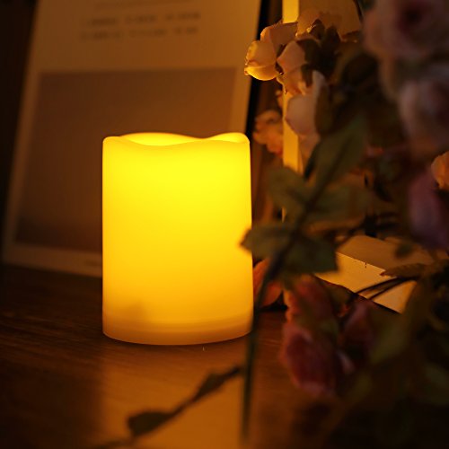 Candle Choice Waterproof Outdoor Battery Operated Flameless Pillar Candle With Timer Realistic Flickering Plastic Fake Electric Led Light For Lantern Garden Wedding Christmas Decorations 3X4 Inches #TOP2