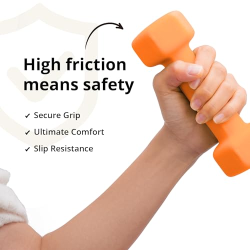 image for Portzon Weights Orange Dumbbells with Set of 2 Neoprene Dumbbells Set,