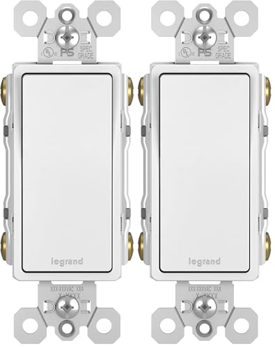Image of Legrand - Pass & Seymour Radiant 4 Way Light Switch, 15 Amp Wall Light Switch with Rocker Switch, White Decorator Light Switch, TM874WCC6, 1 Count (Pack of 2)