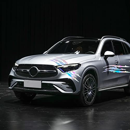 2Pcs Car Stickers Reflective Monster Claw Scratch Marks Headlight Bumper Sticker Waterproof Decal, Claw Marks Decal Reflective Sticker For Car Headlamp, Motorbike, Truck Decal Decoration, Laser #TOP6