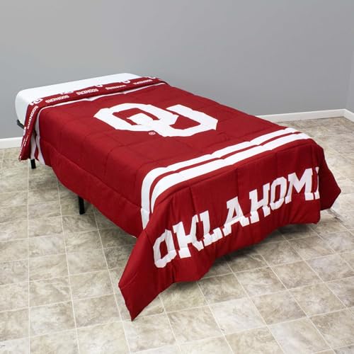 Image of College Covers Everything Comfy Oklahoma Sooners Reversible Big Logo Soft and Colorful Comforter, Queen
