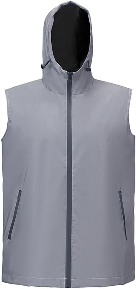 Men's Outdoor Night Running, Cycling, Hiking, Fishing Stage Couple Reflective Hooded Sleeveless Vest Jacket - Image 7