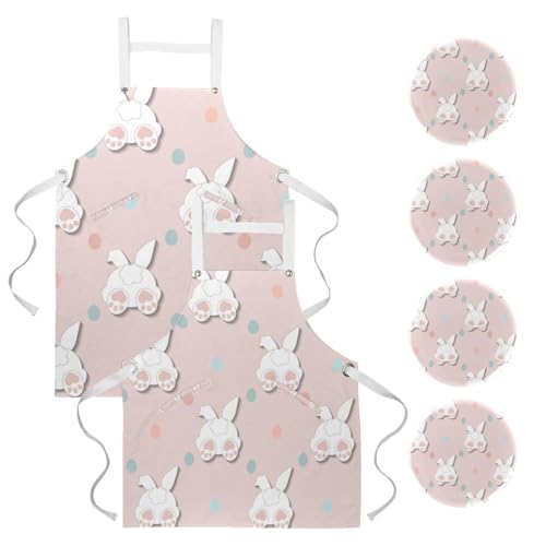 Tablier de cuisine lot de 2 imprimé lapins mignons One Large