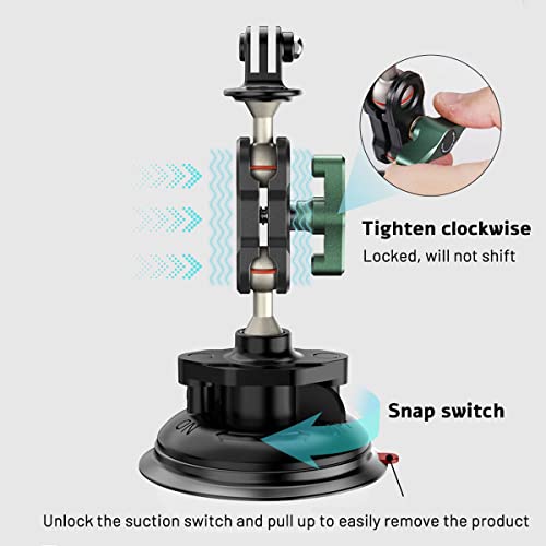 Suction Cup Car Mount With Phone Holder With 1/4 Thread, Windshield Dashboard Vehicle Attach For Gopro Hero 11 10 9 8,Insta360,Dji Action, Akaso Accessories(B) #TOP2