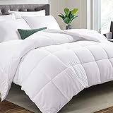 COOSLEEP HOME Down Alternative Queen Comforter with Corner Tabs-All Season Soft Reversible Duvet Insert-Summer Winter Hotel Comforter-Machine Washable,Fluffy(White) 88x88 Inches