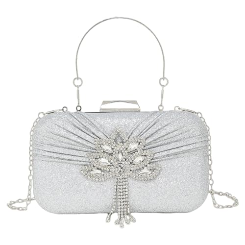 Sac de soirée argenté avec chaîne pour briller lors d'un mariage ou d'une fête