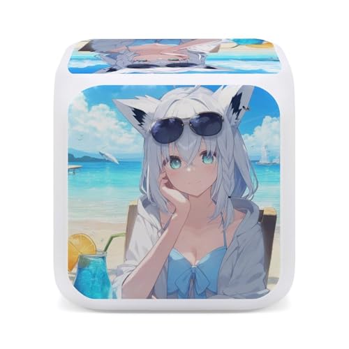 白上 フブキ 93目覚まし時計 置き時計 多機能 時間と温度の二重表示 電池式 学生 寝室やオフィスに最適