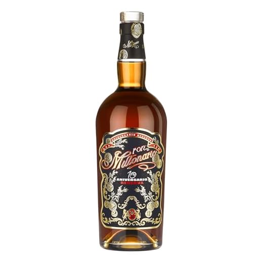 Ron Millonario | 10 Reserva Aniversario| 10 Jahre gereift | Noten von Südfrüchten, Eichenholz & Rauch| Exquisiter Column Still Premium Rum | Hergestellt aus peruanischem Zuckerrohr |700ml | 40% vol.