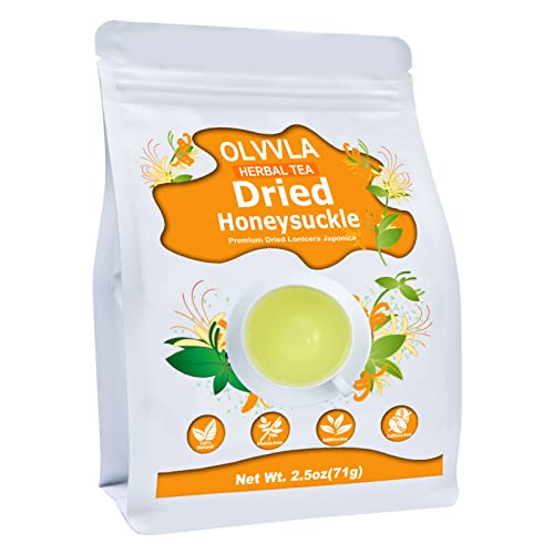 Image of Olvvla - Dried Honeysuckle Flowers, 2.5oz /71g, Jin Yin Hua Loose Buds | Natural honeysuckle flowers, Chinese edible Jin Yin Hua loose buds, caffeine-free for herbal tea infusions