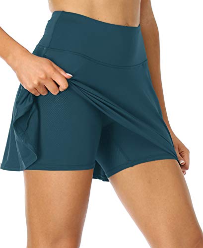 Image of Oalka Women's Pleated Skirt with Pockets High Waist Sports Athletic Running Shorts Golf Tennis Skorts