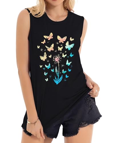 Image of Womens Tank Tops Summer Casual Sleeveless Top Loose Fit Basic Tunic Shirts