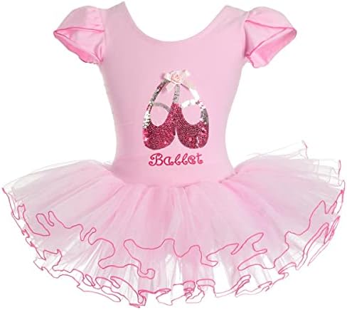 Dressy Daisy Toddler Girls Sequined Ballerina Shoe Ballet Tutu Dress Fancy Dance Wear Outfit Costume Size 3-4T Pink