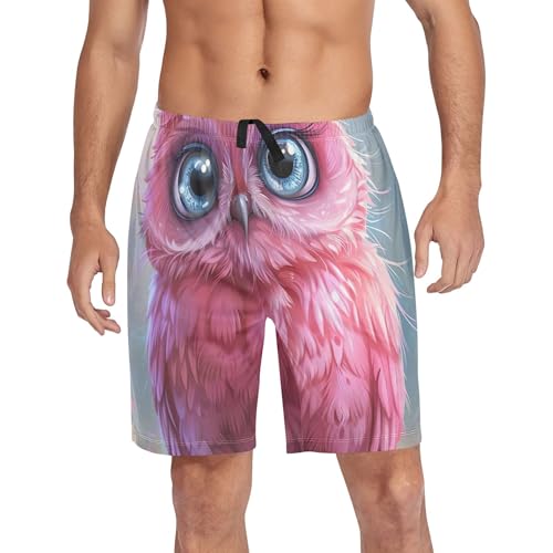 Cute Purple Owl Cartoon Men's Pajama Shorts Gym Workout Comfy Soft Pj Sleeping Shorts Funny S4