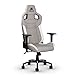 Corsair T3 Rush - Tissu en Polyester Fauteuil Gaming (Revêtement en Tissu doux Respirant, Coussin Ajustable pour La Nuque, Lombair Support, Accoudoirs 4D, Assemblage Facile) Gris/Blanc, Taille L