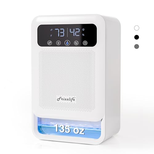 Frizzlife DH80 Dehumidifier 135oz Tank, Sleep Mode, LED Ligh