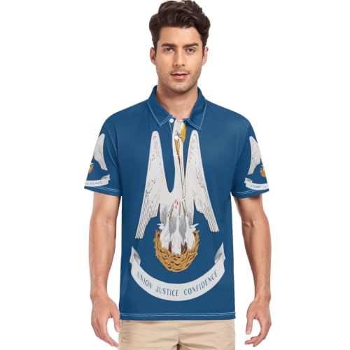 Polo drapeau Louisiane homme extensible anti-transpiration été