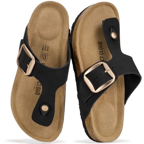 Image of Project Cloud Womens Sandals 100% Genuine Leather Thong Sandals for Women - Memory Foam Insole Women Sandals - Non-Slip Flip Flops for Women - Lightweight Sandals Women Footwear 2026
