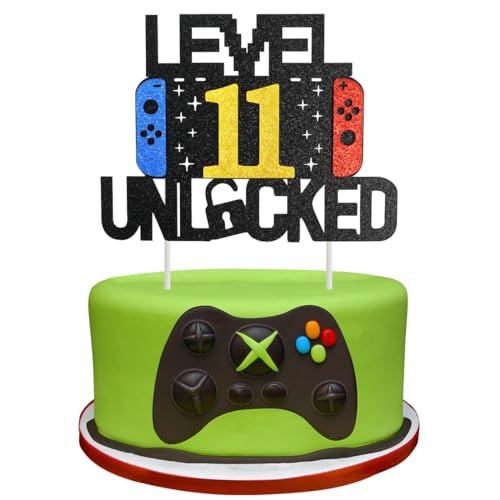 Videospiel Tortendeko Geburtstag, 11th Videospiel Cupcake Topper, Glitter Spielkonsolen Thema Kuchenaufsatz, Happy Birthday Kuchen Deko, Gaming Cake Topper für 11 Jahre Junge und Mädchen Geburtstag