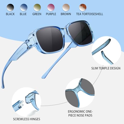 Image of HAOLOTA Polarized Sunglasses Over Glasses Women Wrap-Around Glasses Small Shapes Driving Fishing UV400 Protection