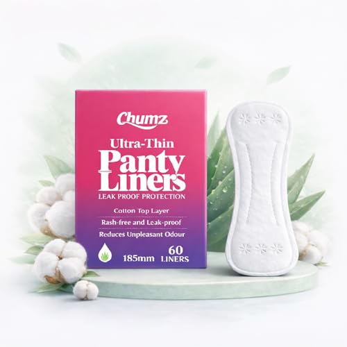 Image of Chumz Aloe Vera Panty Liners | 60 Count (Pack of 1) | 185mm Long | High Absorbency | Ultra Thin and Leak Proof | Curvy Design & Cottony-Soft Surface For Extra Comfort | Fresh All Day Long