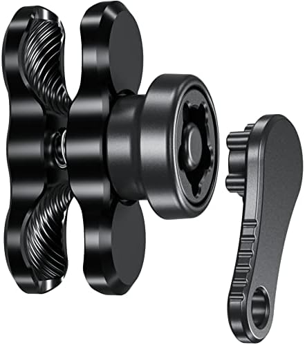 BRCOVAN Anti-Theft Aluminum Alloy Double Socket Arm Compatible with RAM Mounts B Size 1'' Ball Mounting Base & Bike Motorcycle Phone Holder (Short Arm)