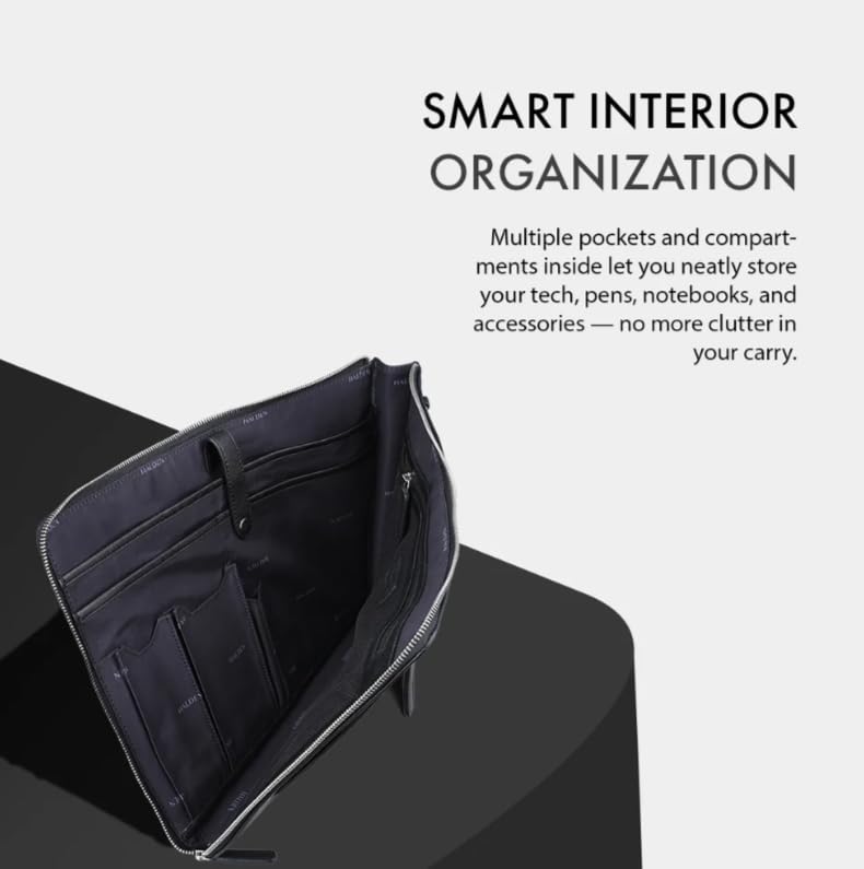 Image of HALDEN Ryden Laptop Bag, Vegan Saffiano Leather, 13L, Single Zipper, Fits 14 Inches, Unisex