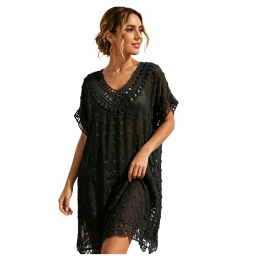 Pareo de playa con encaje bordado gasa transparente patchwork traje de baño holgado bikini