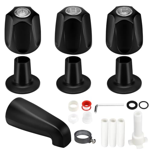 Matte Black 3-Piece Tub & Shower Trim Kit - Shower Knobs and Tub Spout for Price/Pfister Verve 3-Handle Faucet, Compatible with 1/2
