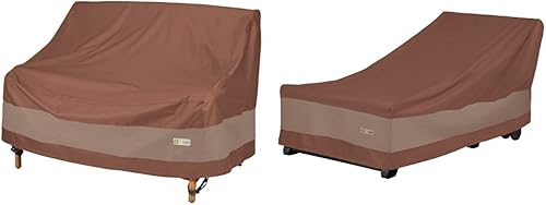 Duck Covers Funda impermeable para sofá biplaza de patio, 52 pulgadas, capuchino moca y funda impermeable de 72 pulgadas, fundas para muebles de