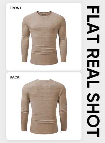 Image of JMIERR Mens T-Shirt Casual Stretch Solid Crewneck Short Sleeve Tees Textured Shirts