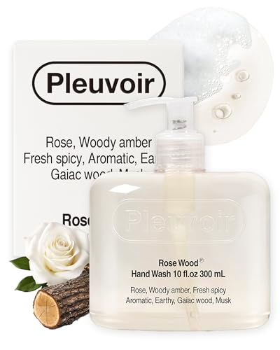 Pleuvoir Hand Wash Rose Wood - Hydrating Liquid Hand Soap - Fresh Blooming Rose Smoky Woody Scent - Moisturizing with Hyaluronic Acid, Ceramides - Vegan, K-Beauty 10 fl.oz