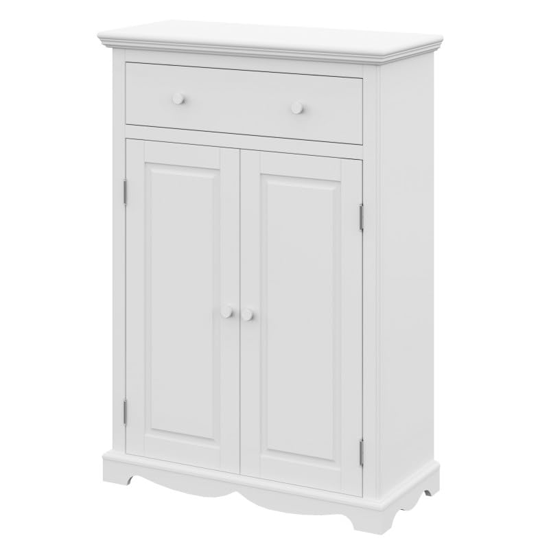 Beaux Meubles Pas Chers Buffet Le Parisien Charme Blanc 2 Portes 1 Tiroir 2 Tablettes 94 x 134 x 42 cm