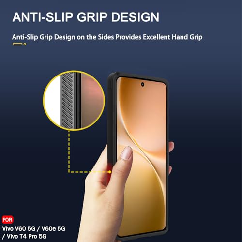 Image of TheGiftKart Liquid Silicon Back Cover Case for Vivo V60 5G / V60e 5G / Vivo T4 Pro 5G | Shockproof Military Grade Protection | Micro-Fibre Cloth On Inner Side | Anti-Slip Grip Back Cover (TPU, Black)