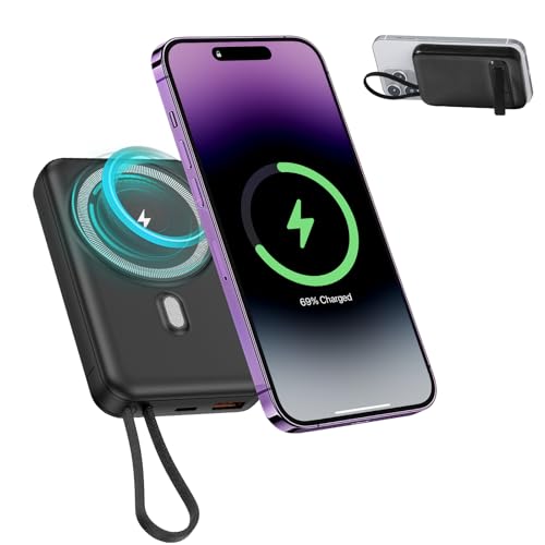 Anluomafuy Power Bank, Ricarica Rapida Powerbank, Power Bank Magnetico, Caricatore Portatile, 22.5W Batteria Esterna, Display LED, Supporto Pieghevole, per iPhone, Samsung, Xiaomi, Huawei
