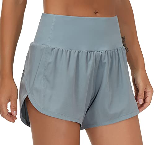 THE GYM PEOPLE THE GYM PEOPLE Women's High Waisted Running Shorts Quick Dry Workout Shorts