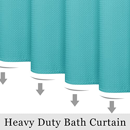 Baby Blue Waffle Weave Shower Curtain,230Gsm Heavy Duty Teal Bath Curtains For Cute Girly Decor Shower Curtains For Bathroom Fabric Waterproof Shower Curtain Liner Hooks Set 72 Inch, Blue Turquoise #TOP7