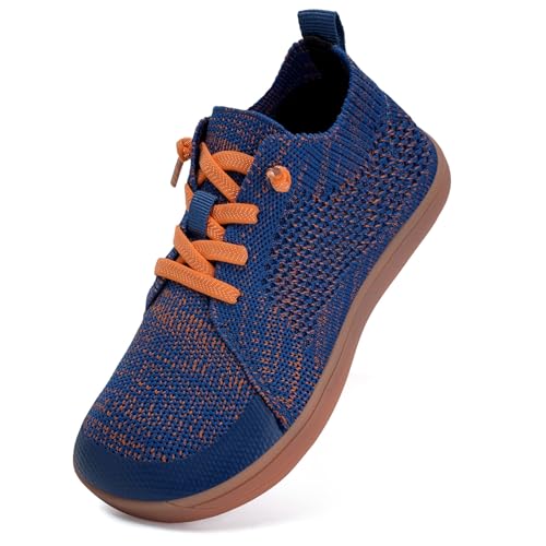 WateLves Toddler Little Kids Wide Barefoot Shoes Boys Girls Minimalist Sneakers Lightweight Breathable Walking Shoes | Naturally Splay | Flexible Fit (Navy, 23)