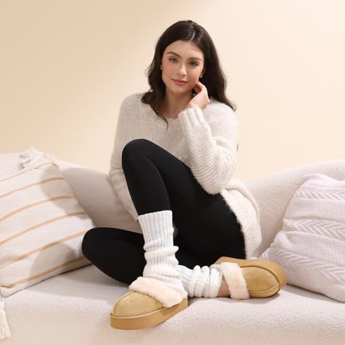 OOW Fuzzy Platform Slippers for Women Cozy Womens Platform Slippers Winter House Slippers for Women Indoor and Outdoor Sand by OOW - Used condition - Image 8
